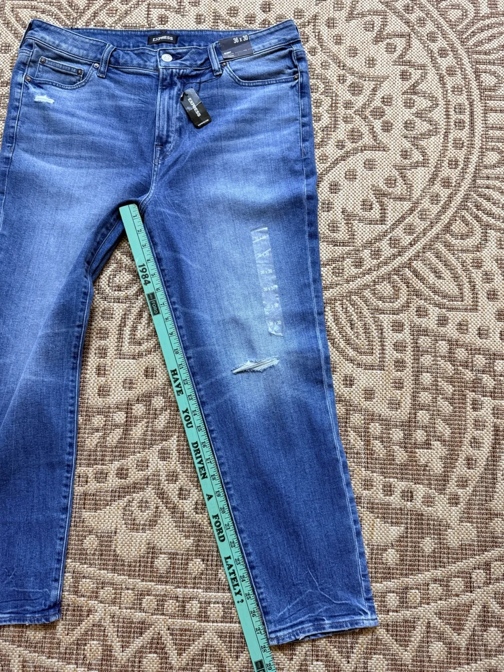 NWT Express Mens Stretch Skinny Jeans Size 36/30 (37 X 28) Distressed New